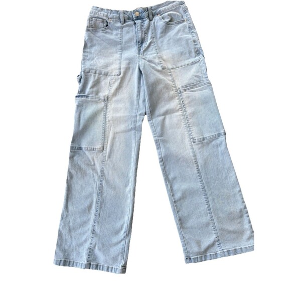 Light Wash Carpenter Jeans Wide Leg Utility  Denim Y2K Vintage Style 9/29 - Picture 2 of 6